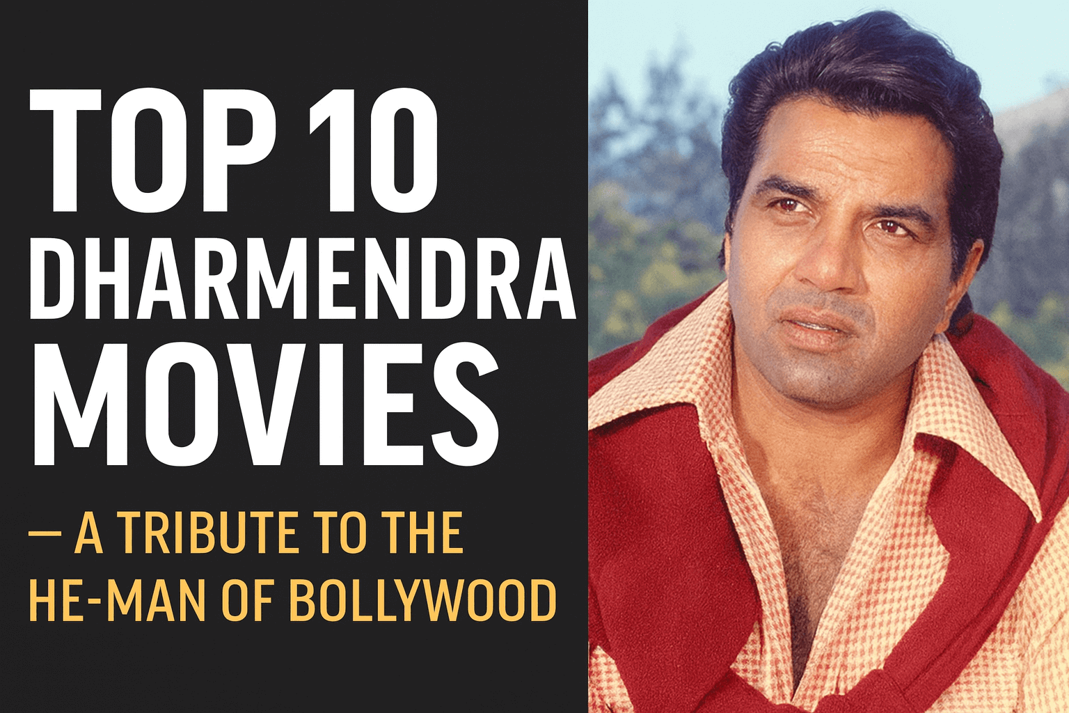 Dharmendra smiling in a classic Bollywood pose